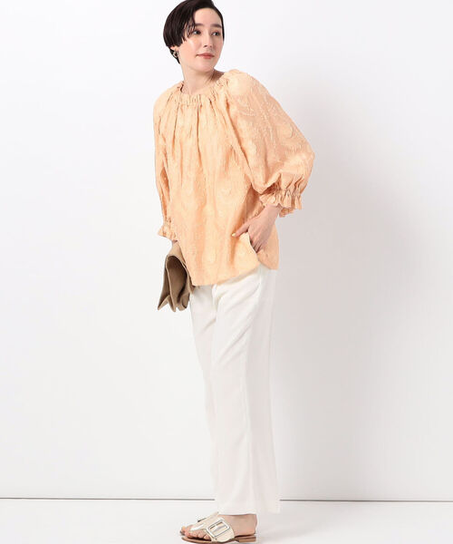 ◇【WEB限定】カットジャガードバックリボンブラウス
