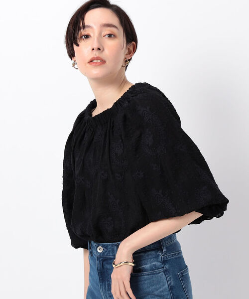 ◇【WEB限定】カットジャガードバックリボンブラウス