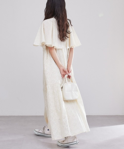 CIAOPANIC TYPY(チャオパニックティピー)の「【india】コットンレースジャガードケープワンピース(ワンピース・レディース・オフホワイト/ブラック/ピンク・ONE SIZE)」の6枚目の写真