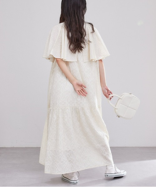 CIAOPANIC TYPY(チャオパニックティピー)の「【india】コットンレースジャガードケープワンピース(ワンピース・レディース・オフホワイト/ブラック/ピンク・ONE SIZE)」の7枚目の写真