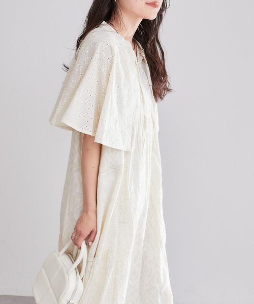 CIAOPANIC TYPY(チャオパニックティピー)の「【india】コットンレースジャガードケープワンピース(ワンピース・レディース・オフホワイト/ブラック/ピンク・ONE SIZE)」の12枚目の写真