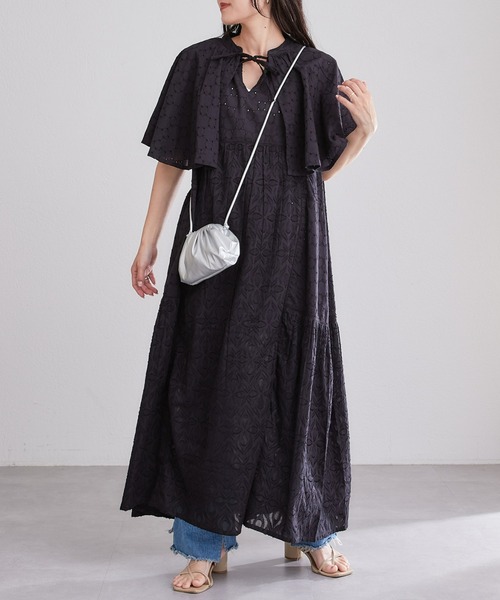 CIAOPANIC TYPY(チャオパニックティピー)の「【india】コットンレースジャガードケープワンピース(ワンピース・レディース・オフホワイト/ブラック/ピンク・ONE SIZE)」の13枚目の写真