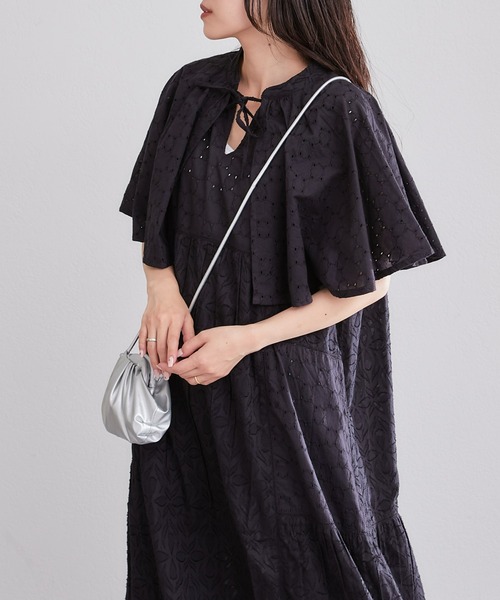 CIAOPANIC TYPY(チャオパニックティピー)の「【india】コットンレースジャガードケープワンピース(ワンピース・レディース・オフホワイト/ブラック/ピンク・ONE SIZE)」の19枚目の写真