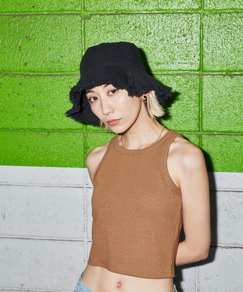 Auntie Rosa Holiday（アンティローザホリデー）の「ツイルフリンジバケットハット（ハット・レディース・ブラック/ホワイト・FREE）」の5枚目の写真