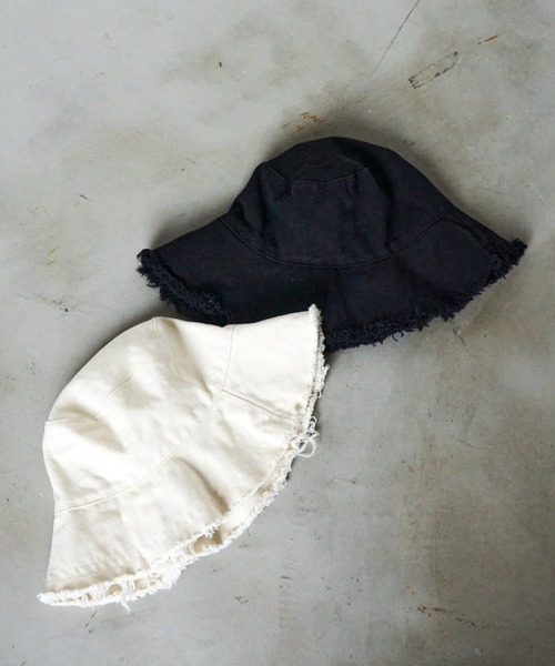 Auntie Rosa Holiday（アンティローザホリデー）の「ツイルフリンジバケットハット（ハット・レディース・ブラック/ホワイト・FREE）」の6枚目の写真