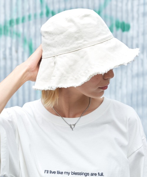 Auntie Rosa Holiday（アンティローザホリデー）の「ツイルフリンジバケットハット（ハット・レディース・ブラック/ホワイト・FREE）」の9枚目の写真