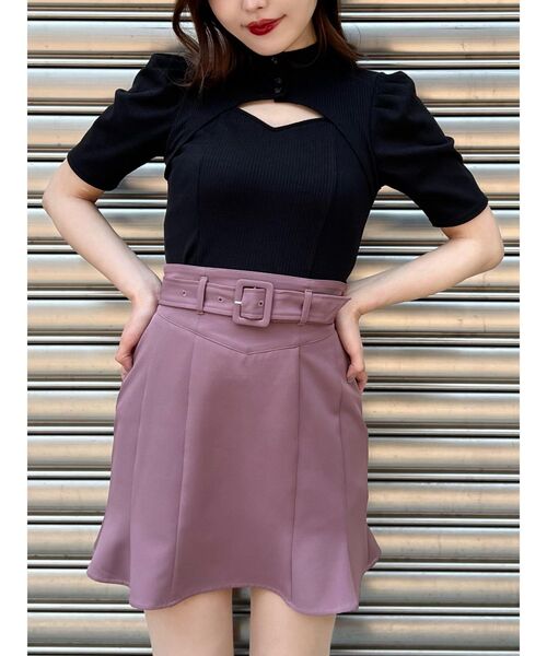 EATME（イートミー）の「デコルテショートスリーブリブTOP（Tシャツ/カットソー・レディース・グレー/アイボリー/ブラック・FREE）」の6枚目の写真