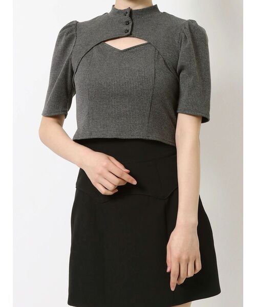 EATME（イートミー）の「デコルテショートスリーブリブTOP（Tシャツ/カットソー・レディース・グレー/アイボリー/ブラック・FREE）」の21枚目の写真