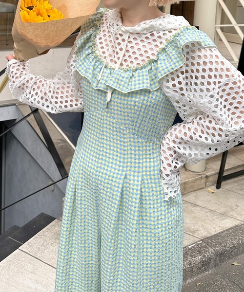 Alley by w closet（アリーバイダブルクローゼット）の「【Alley】おっきめ穴メッシュフードプルオーバー（パーカー・レディース・オフホワイト/ブラック・FREE）」の4枚目の写真