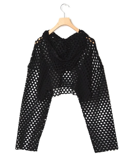 Alley by w closet（アリーバイダブルクローゼット）の「【Alley】おっきめ穴メッシュフードプルオーバー（パーカー・レディース・オフホワイト/ブラック・FREE）」の8枚目の写真