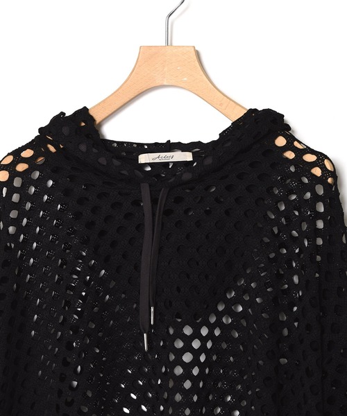 Alley by w closet（アリーバイダブルクローゼット）の「【Alley】おっきめ穴メッシュフードプルオーバー（パーカー・レディース・オフホワイト/ブラック・FREE）」の20枚目の写真