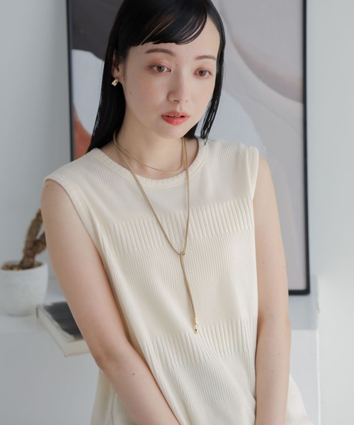 LOWRYS FARM(ローリーズファーム)の「ランダムテレコノースリーブワンピース 907628(ワンピース・レディース・ブラウン/ブルー/アイボリー/ブラック・FREE)」の10枚目の写真