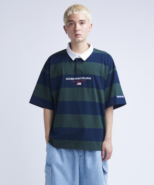 DC SHOES（ディーシーシューズ）の「23 BORDER POLO SS/DCボーダーポロシャツ（ポロシャツ・メンズ・ブルー/ブラック×ホワイト/グリーン・MEDIUM/LARGE/X-LARGE）」の2枚目の写真