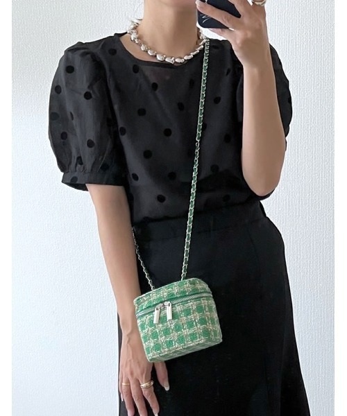 Re:EDIT（リエディ）の「選べるドット柄パフスリーブシアーブラウス（シャツ/ブラウス・レディース・ブラック/ホワイト/ホワイト系その他/ブラック系その他・MEDIUM/LARGE）」の6枚目の写真