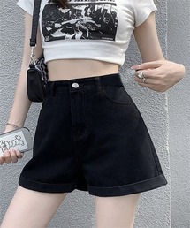 ロールアップデニムショートパンツ