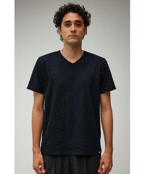 AZUL by moussy(アズールバイマウジー)の「MONOGRAM JACQUARD TOPS/モノグラムジャガードトップス(Tシャツ/カットソー・メンズ・ホワイト/ブラック/ライトカーキ・SMALL/MEDIUM/LARGE)」の16枚目の写真