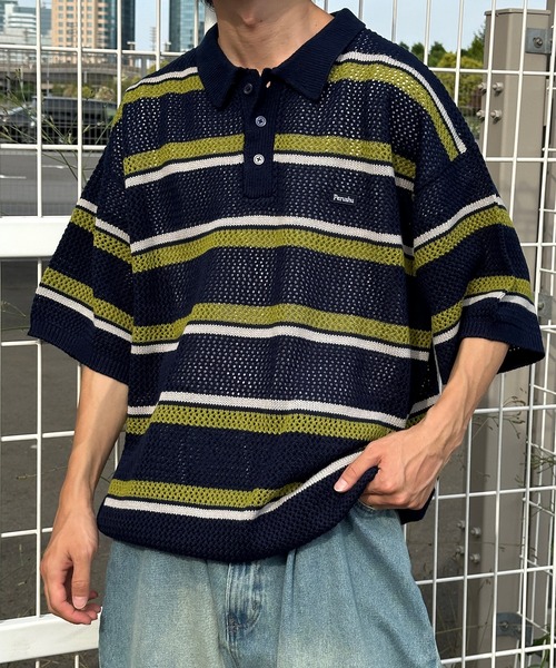 HUF メッシュ編み ベージュ ポロシャツ 楽天市場】FLOWER KNIT POLO HUF ハフ ポロシャツ HUF ハフ