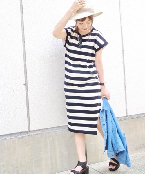 Chico(チコ)の「ボーダーマキシOP(ワンピース・レディース・ブラック/オリーブ/グレー・FREE)」の2枚目の写真