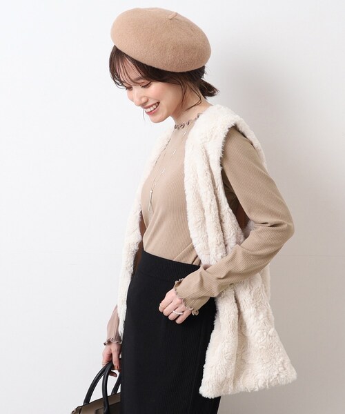 SHOO・LA・RUE（シューラルー）の「◆メロー使いボトルネック長袖インナー（Tシャツ/カットソー・レディース・オフホワイト/ブラック/ブラウン系・02/03/04）」の3枚目の写真