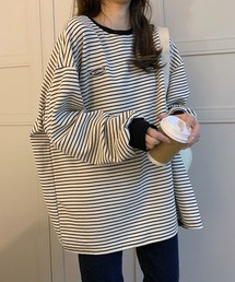 ボーダービッグシルエットトレーナー