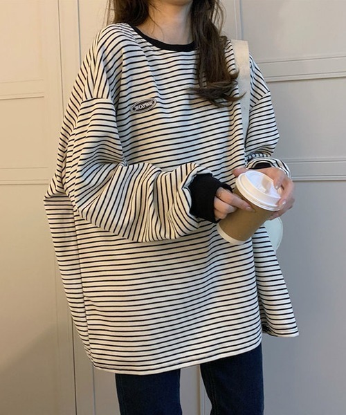 wears(ウェアーズ)の「ボーダービッグシルエットトレーナー(Tシャツ/カットソー・レディース・ホワイト/ブラック・FREE)」の1枚目の写真
