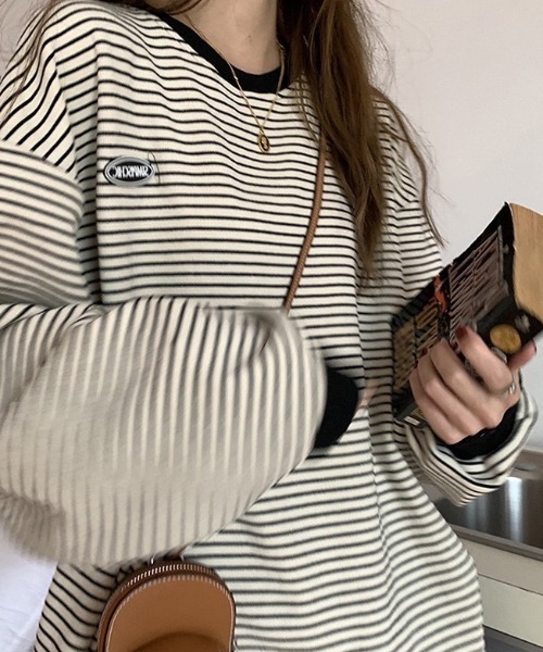 wears(ウェアーズ)の「ボーダービッグシルエットトレーナー(Tシャツ/カットソー・レディース・ホワイト/ブラック・FREE)」の3枚目の写真
