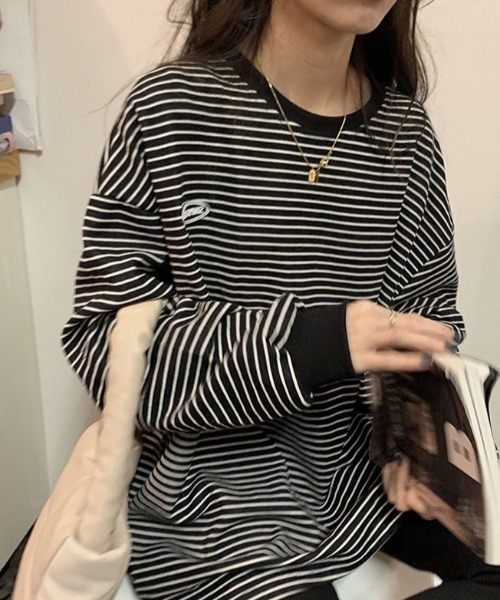 wears(ウェアーズ)の「ボーダービッグシルエットトレーナー(Tシャツ/カットソー・レディース・ホワイト/ブラック・FREE)」の14枚目の写真