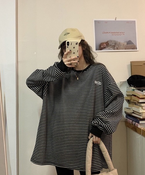wears(ウェアーズ)の「ボーダービッグシルエットトレーナー(Tシャツ/カットソー・レディース・ホワイト/ブラック・FREE)」の19枚目の写真
