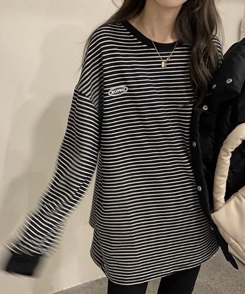 wears(ウェアーズ)の「ボーダービッグシルエットトレーナー(Tシャツ/カットソー・レディース・ホワイト/ブラック・FREE)」の15枚目の写真