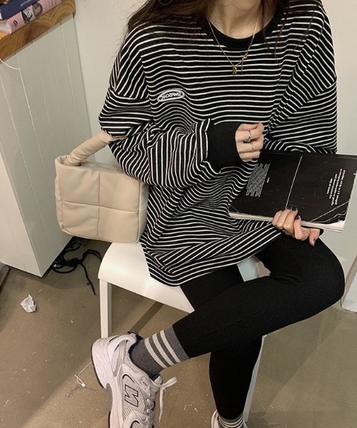 wears(ウェアーズ)の「ボーダービッグシルエットトレーナー(Tシャツ/カットソー・レディース・ホワイト/ブラック・FREE)」の17枚目の写真