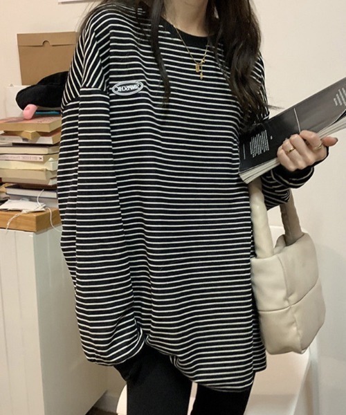 wears(ウェアーズ)の「ボーダービッグシルエットトレーナー(Tシャツ/カットソー・レディース・ホワイト/ブラック・FREE)」の16枚目の写真