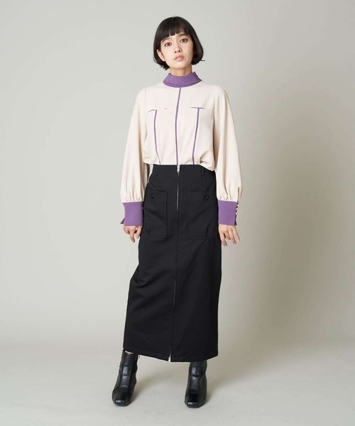 A de a.v.v(アードアー・ヴェ・ヴェ)の「バイカラーパイピングボウタイブラウス(シャツ/ブラウス・レディース・ベージュ/ブラック・38/36)」の12枚目の写真