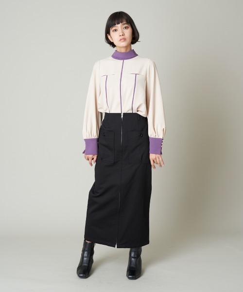 A de a.v.v(アードアー・ヴェ・ヴェ)の「バイカラーパイピングボウタイブラウス(シャツ/ブラウス・レディース・ベージュ/ブラック・38/36)」の21枚目の写真