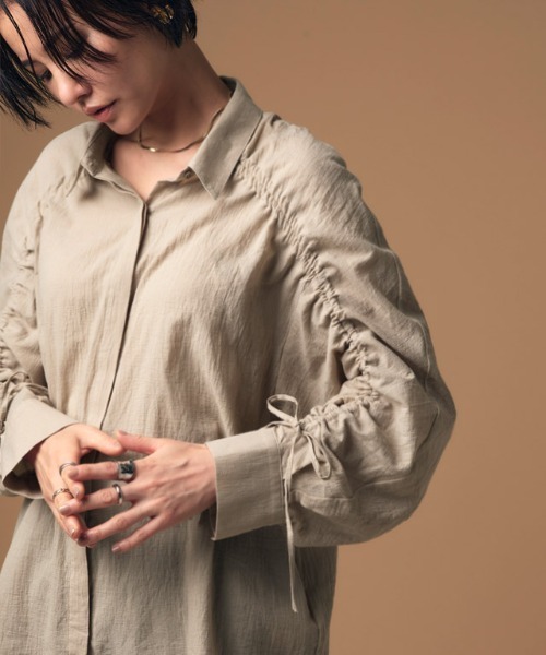 ラス RASW [RASW]ドロストシャーリングシャツ （ベージュ） ラス RASW [RASW]ドロストシャーリングシャツ （ベージュ