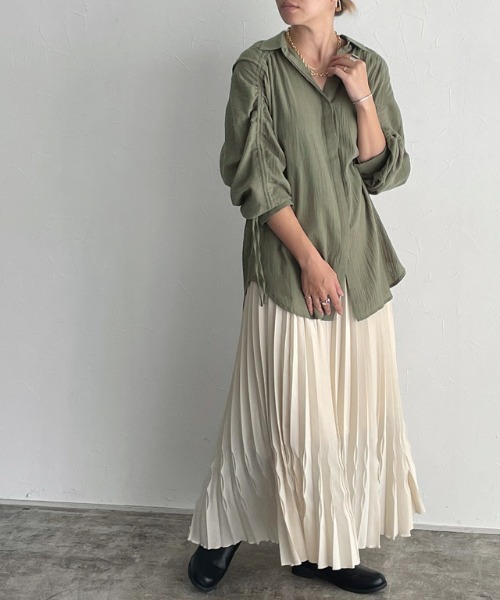 ラス RASW [RASW]ドロストシャーリングシャツ （カーキ） ラス RASW [RASW]ドロストシャーリングシャツ （カーキ） -靴