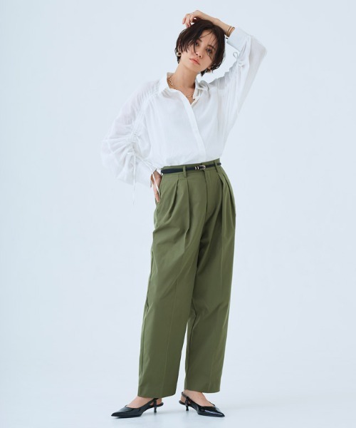 RASW（ラス）の「[RASW]ドロストシャーリングシャツ（シャツ/ブラウス・レディース・カーキ/オフホワイト/ベージュ/ブラック・M）」の17枚目の写真
