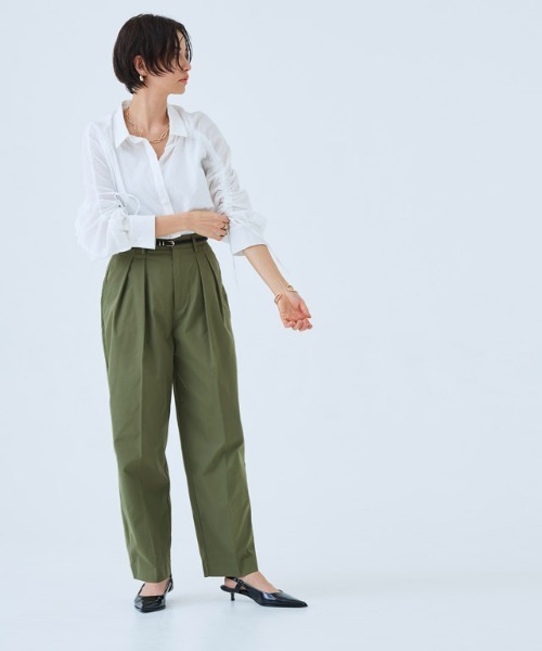 RASW（ラス）の「[RASW]ドロストシャーリングシャツ（シャツ/ブラウス・レディース・カーキ/オフホワイト/ベージュ/ブラック・M）」の18枚目の写真