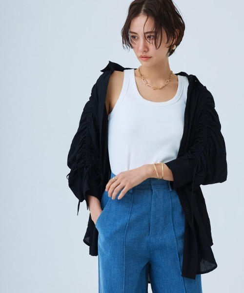 ラス RASW [RASW]ドロストシャーリングシャツ （ブラック） RASW]ドロストシャーリングシャツ（シャツ/ブラウス）｜RASW
