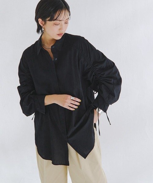 ラス RASW [RASW]ドロストシャーリングシャツ （ブラック） ラス RASW [RASW]ドロストシャーリングシャツ （ブラック