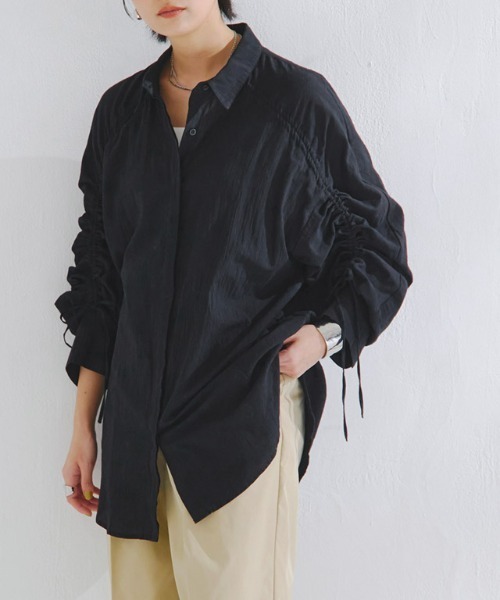 ラス RASW [RASW]ドロストシャーリングシャツ （ブラック） RASW]ドロストシャーリングシャツ（シャツ/ブラウス）｜RASW