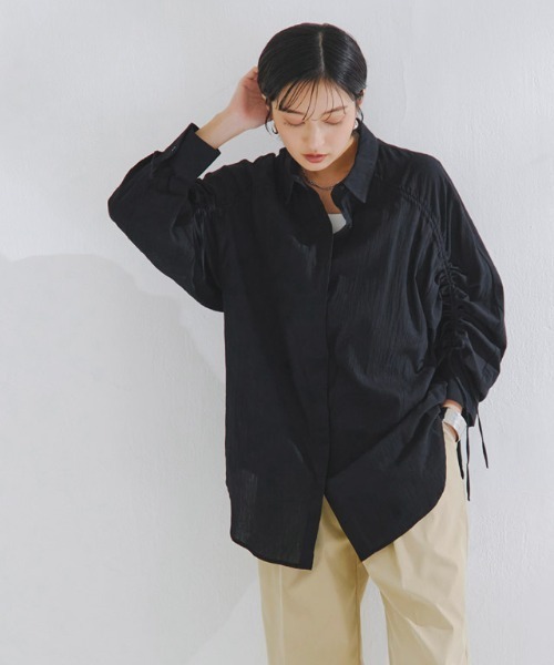 RASW（ラス）の「[RASW]ドロストシャーリングシャツ（シャツ/ブラウス・レディース・カーキ/オフホワイト/ベージュ/ブラック・M）」の7枚目の写真