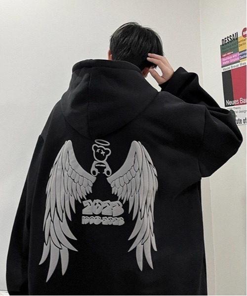 Burner(バーナー)の「【BURNER Recommend Select】パーカー カジュアル 背面プリント oku-parker-694618041102-24 U(パーカー・メンズ・グレー/ブラック/アイボリー/ホワイト・XL/L/M)」の16枚目の写真