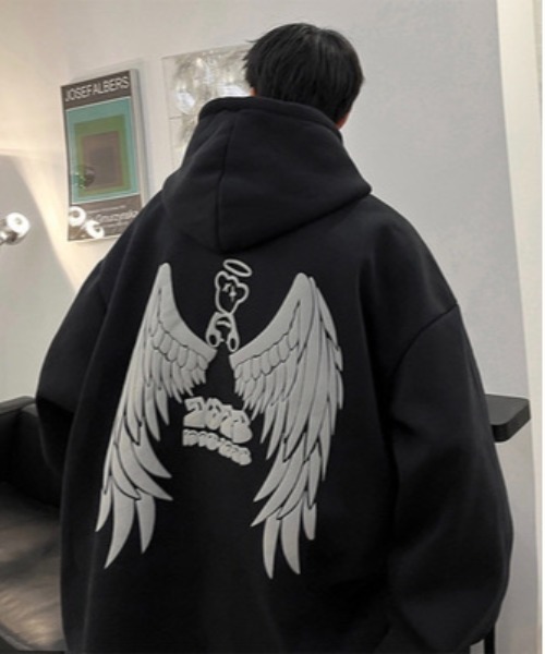 Burner(バーナー)の「【BURNER Recommend Select】パーカー カジュアル 背面プリント oku-parker-694618041102-24 U(パーカー・メンズ・グレー/ブラック/アイボリー/ホワイト・XL/L/M)」の14枚目の写真