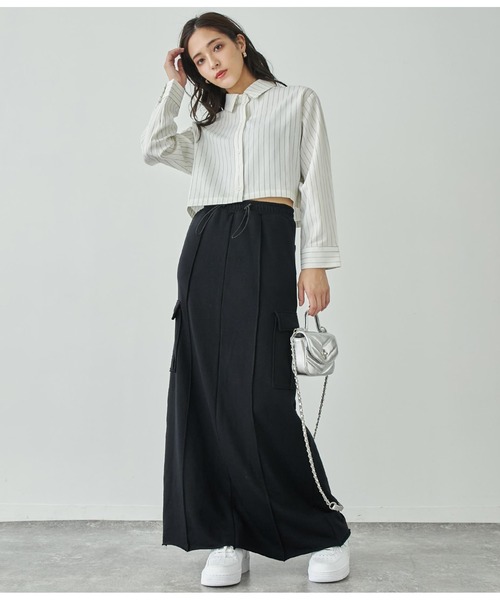 ANAP(アナップ)の「ピンストライプクロップドシャツ【セットアップ対応】(シャツ/ブラウス・レディース・スミクロ/オフホワイト/ブラウン・FREE)」の7枚目の写真