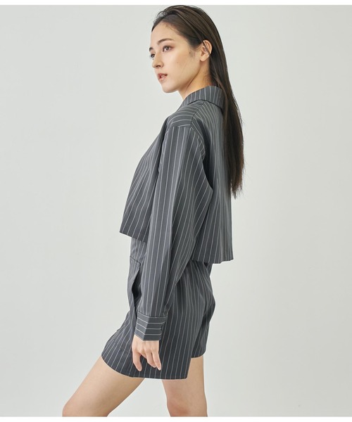 ANAP(アナップ)の「ピンストライプクロップドシャツ【セットアップ対応】(シャツ/ブラウス・レディース・スミクロ/オフホワイト/ブラウン・FREE)」の14枚目の写真