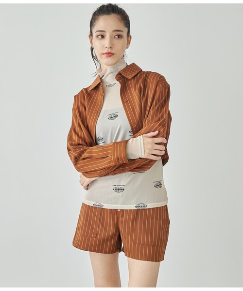 ANAP(アナップ)の「ピンストライプクロップドシャツ【セットアップ対応】(シャツ/ブラウス・レディース・スミクロ/オフホワイト/ブラウン・FREE)」の19枚目の写真