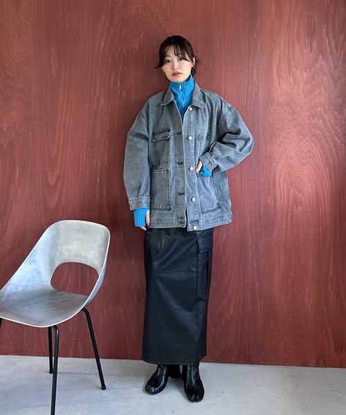 feepur（フェピュール）の「フェイクレザーIラインカーゴスカート（スカート・レディース・オフホワイト/ブラック・MEDIUM/SMALL）」の9枚目の写真