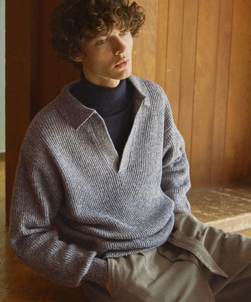 Bleme（ブレム）の「ミックススキッパーニット（ニット/セーター・メンズ・ベージュ/グレー/マスタード/ブラック・XL/S/L/M）」の3枚目の写真