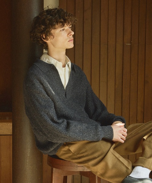 Bleme（ブレム）の「ミックススキッパーニット（ニット/セーター・メンズ・ベージュ/グレー/マスタード/ブラック・XL/S/L/M）」の5枚目の写真