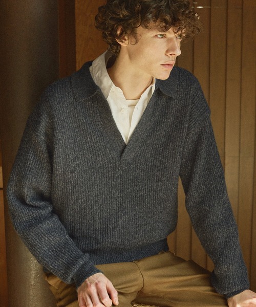 Bleme（ブレム）の「ミックススキッパーニット（ニット/セーター・メンズ・ベージュ/グレー/マスタード/ブラック・XL/S/L/M）」の6枚目の写真